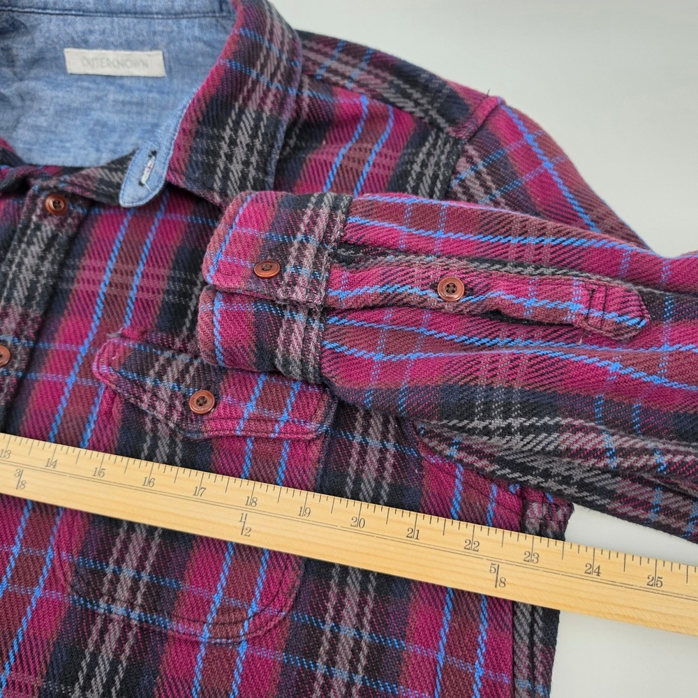 Outerknown Blanket Shirt XL Mens Purple Black Plaid Organic Cotton Flannel XL - Picture 7 of 11